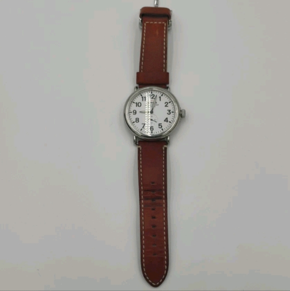 Shinola The Runwell 41mm White Dial Brown Leather Strap Men's Quartz Watch - Picture 1 of 8